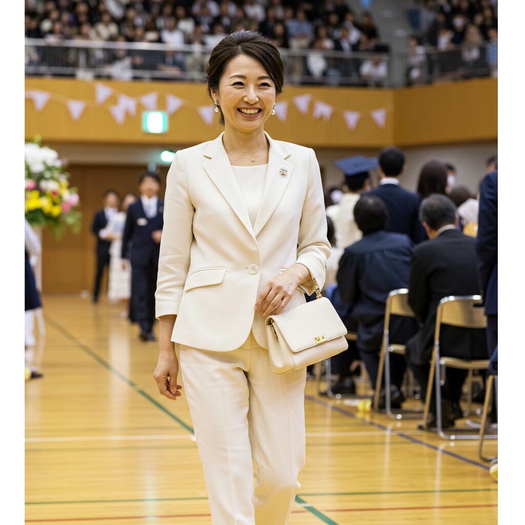 子どもの卒業式に出席する母親